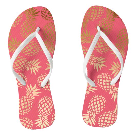 elegant faux goud tropisch anananaseppatroon teenslippers (Voetbed)