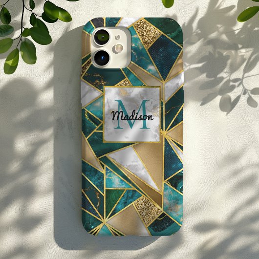 Elegant faux goud turquoise geometrisch Case-Mate iPhone case