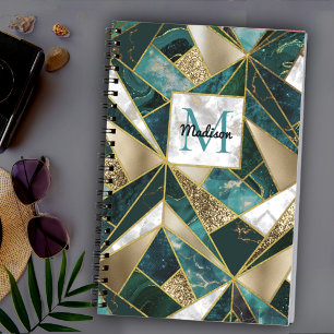 Elegant faux goud turquoise geometrisch notitieboek