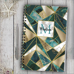 Elegant faux goud turquoise geometrisch schetsboek notitieboek