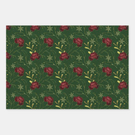 Elegant faux goudgroene waterverf roos w inpakpapier vel