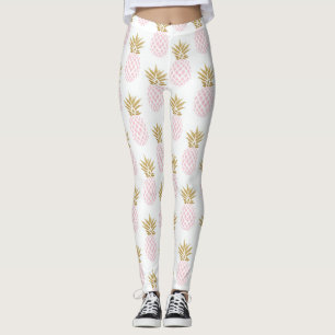 Elegant faux goudtropisch anananaseppatroon leggings