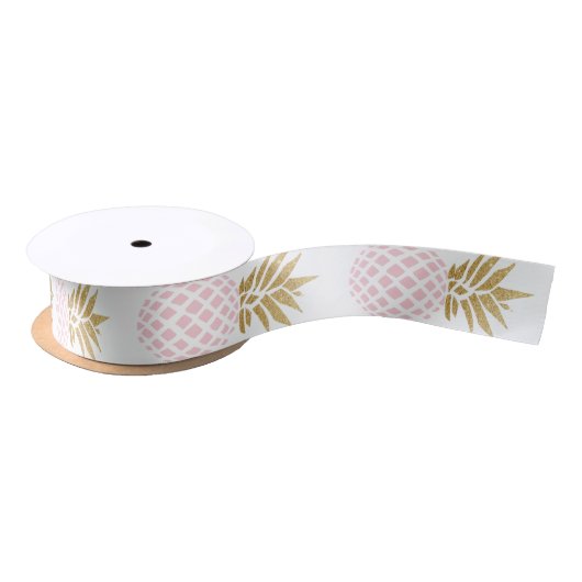 Elegant faux goudtropisch anananaspatroon lint (Spoel)