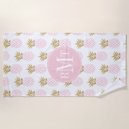 Elegant faux goudtropisch anananaspatroon strandlaken (Voorkant)