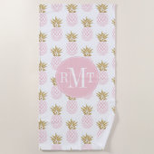 Elegant faux goudtropisch anananaspatroon strandlaken (Voorkant)