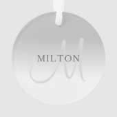 Élégant Faux Gris Argent Gradient Monogramme (dos)