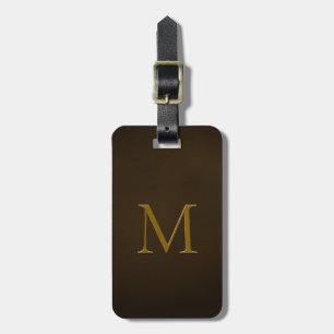 Elegant Faux Ingegraveerd Monogram gebrand Bruin Bagagelabel