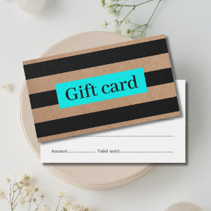 Élégant Faux Kraft Black Turquoise Stripes