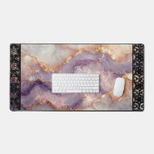Elegant Faux Marble Black Ornate Trim Bureaumat (Keyboard & Muis)