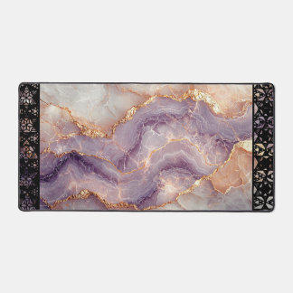 Elegant Faux Marble Black Ornate Trim Bureaumat