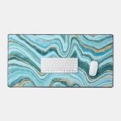 Elegant Faux Marble Blue Gold Bureaumat (Keyboard & Muis)