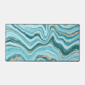 Elegant Faux Marble Blue Gold Bureaumat (Voorkant)