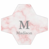 Elégant Faux Marbre rose Gris Monogramme & Nom (Plat)