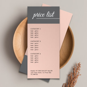 Elegant Faux Metaal Grijs WhiteLine Salon prijslij Reclamekaart
