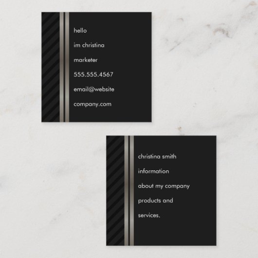 Elegant Faux Metallic Double Trim met Stripes Vierkante Visitekaartje (Voorkant / Achterkant)