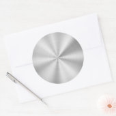 Elegant Faux Metallic Shiny Silver Ronde Sticker (Envelop)