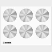 Elegant Faux Metallic Shiny Silver Ronde Sticker (Vel)