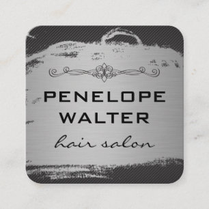 Elegant Faux Metallic Silver en Pattern Vierkante Visitekaartje