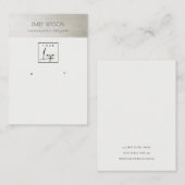 ELEGANT FAUX METALLIC SILVER LOGO EARRING DISPLAY VISITEKAARTJE (Voorkant / Achterkant)