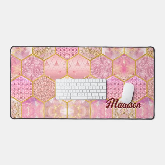 Elégant faux Parties scintillant rose or géométriq (Clavier et souris)