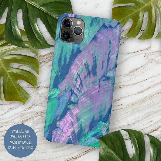 Elegant Faux Pink Turquoise Abalone Shell Pattern Case-Mate iPhone Case