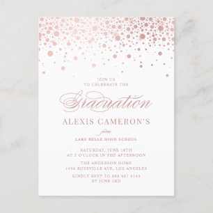 Elegant Faux Roos Gold Confetti Afstuderen Uitnodiging Briefkaart