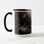 Elegant faux roos gold confetti black marble afbee mok (Links)