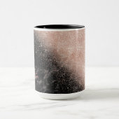 Elegant faux roos gold confetti black marble afbee mok (Midden)