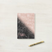 Elegant faux roos gold confetti black marble afbee post-it® notes (Op bureau)