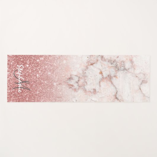 Elegant Faux Roos Gold Glitter White Marble Ombre Yogamat (Voorkant (horizontaal))
