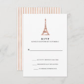 Elegant Faux Roos Gold Parisian Eiffel Tower RSVP (Voorkant / Achterkant)