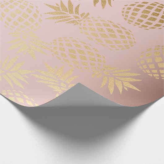 elegant faux roos goud tropische anananassap patro cadeaupapier (Hoek)