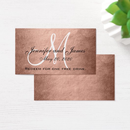 Elegant Faux Roos Goud Zwart Bruiloft Drink Kaart