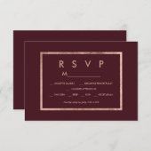 Elegant faux roos gouden lijst marsala RSVP (Voorkant / Achterkant)