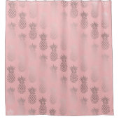 Elegant faux roos goudroze anananaspatroon douchegordijn (Voorkant)