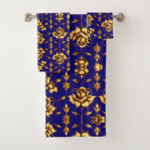 Élégant faux roses dorés sur bleu royal (En situation)