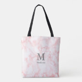 Elegant Faux Roze Marmer Grijs Initialen Monogram Draagtas (Achterkant)
