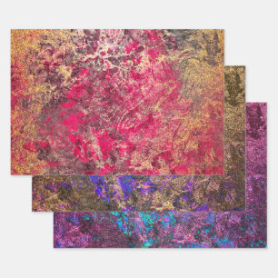 Elegant Faux Shimmer Gold en Multi-Color Marble Inpakpapier Vel