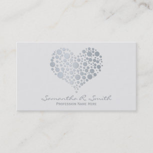 Elegant Faux Silver Foil Heart Visitekaartje