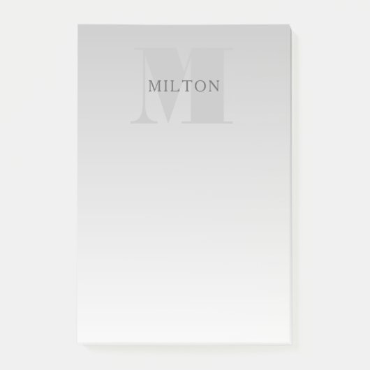 Elegant Faux Silver Gradient Monogram Klassiek Post-it® Notes (Voorkant)