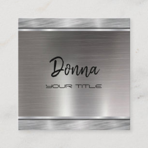 Elegant Faux Silver Modern chic typografie script Vierkante Visitekaartje