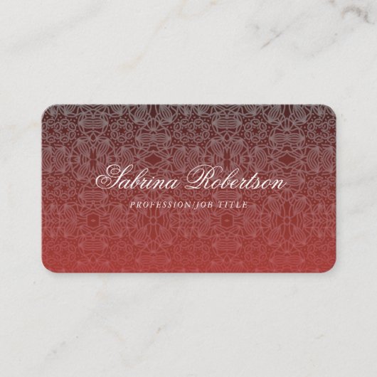 Elegant Faux Silver Ornamental Pattern Script Visitekaartje (Voorkant)