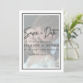 Elegant Faux Vellum Effect 2 Foto Lijst Wedding Save The Date (Staand voorkant)