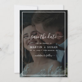 Elegant Faux Vellum Effect Overlay Foto bruiloft Save The Date