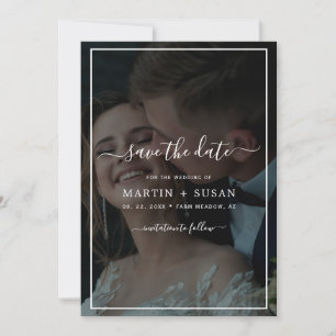 Elegant Faux Vellum Effect Overlay Foto bruiloft Save The Date