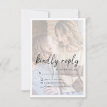 Elegant Faux Vellum Effect Photo Wedding RSVP Card