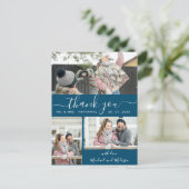 Elegant Faux Vellum Multi Photo Weddenschap Dank j Briefkaart (Staand voorkant)