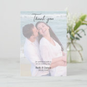 Elégant Faux Vellum Photo Plage Merci de mariage (Debout devant)