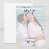 Elégant Faux Vellum Photo Plage Merci de mariage (Devant / Derrière)