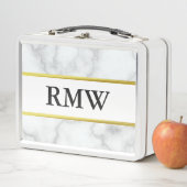 Elegant Faux White Marble Black Monogram Tekst (In situ)